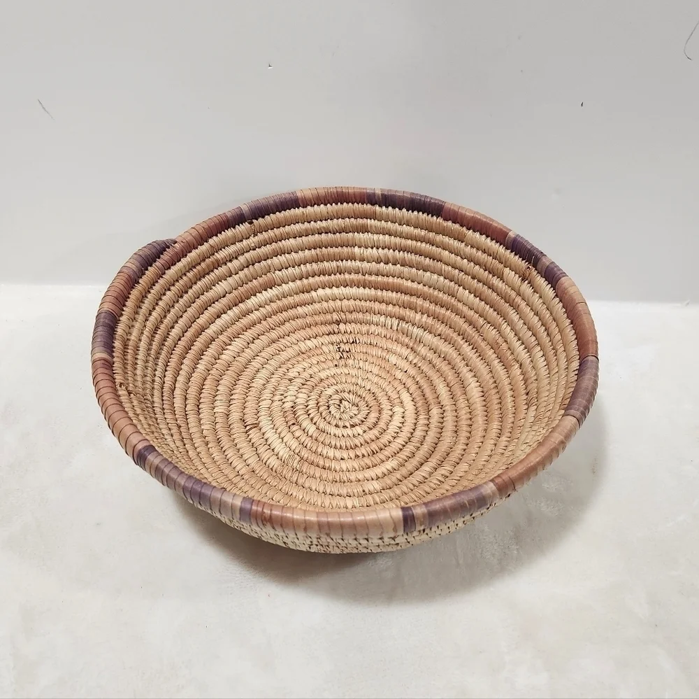 Boho Natural Woven Coiled Reed Grass Handmade Wall Art Decor And Basket